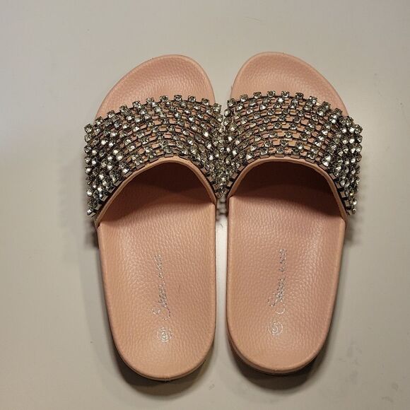 BRAND NEW HERSTYLE CHEERFUL RHINESTONES EMBELLISHMENTS SLIDES SANDAL - Picture 9 of 16